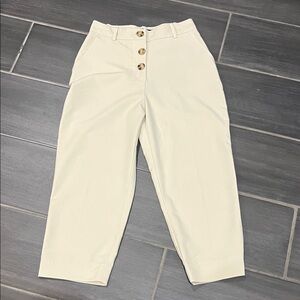 Zara Cream Ankle Cropped Pants